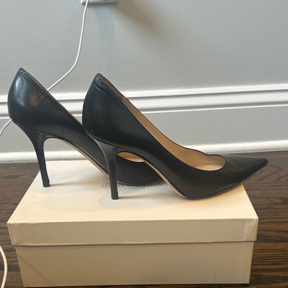 Jimmy Choo Black Leather Stiletto Heels - Picture 7 of 16